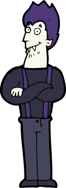 Bir insan tarafından çizilmiş mutlu vampir çizgi filmi.