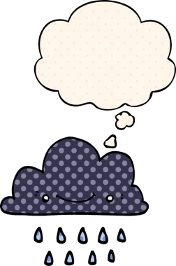 Bir insan tarafından çizilmiş, düşünce baloncuklu karikatür fırtına bulutu.