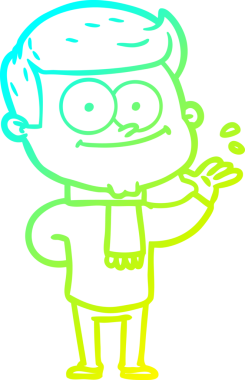 Bir insan tarafından çizilmiş mutlu bir adamın soğuk çizgi çizimi.