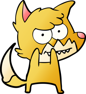 Bir insan tarafından çizilmiş sırıtan tilki çizgi filmi.