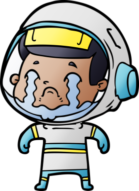 Bir insan tarafından çizilmiş ağlayan astronot çizgi filmi.