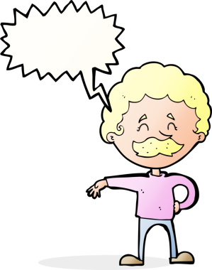 Karikatürist, bir insan tarafından çizilmiş konuşma balonuyla kamp jesti yapıyor.