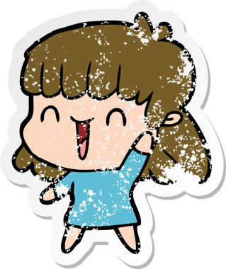 Bir insan tarafından çizilmiş karikatür bir kadının sıkıntılı çıkartması.