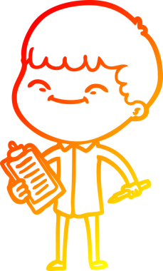 Bir insan tarafından çizilen mutlu bir çocuğun sıcak çizgi çizimi.