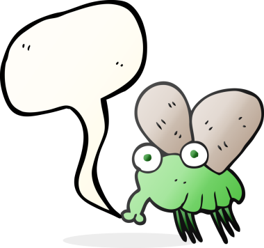 Bir insan tarafından çizilmiş serbest konuşma balonu karikatürü sineği