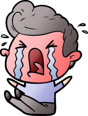 Bir insan tarafından çizilmiş ağlayan bir karikatür.