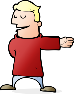 Bir insan tarafından çizilmiş bir çizgi film karakteri.