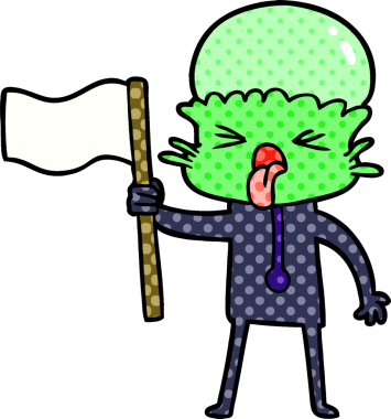 Bir insan tarafından çizilmiş garip bir uzaylı çizgi filmi.