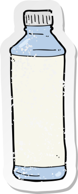 Bir insan tarafından çizilmiş karikatür su şişesinin gerilimli yapıştırması.