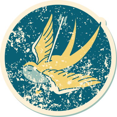 Bir kırlangıcın bir insan tarafından çizilen okla fırlatılan bir kırlangıç resmi.