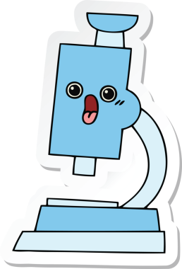 Bir insan tarafından çizilmiş şirin bir mikroskop etiketi.