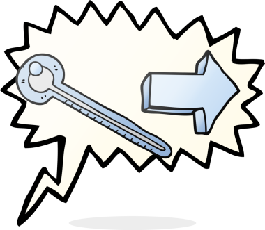 Bir insan tarafından çizilmiş serbest konuşma balonu karikatürü termometresi