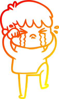 Bir insan tarafından çizilmiş, ağlayan bir çizgi film çocuğu çizimi.