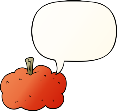 bir insan tarafından çizilmiş dil baloncuklu çizgi film balkabağı.