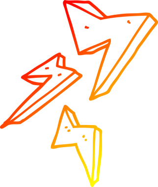 Bir insan tarafından çizilmiş bir çizgi film yıldırımının sıcak çizgi çizimi