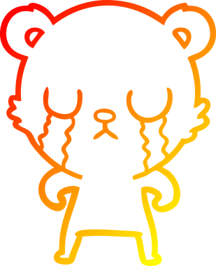 Bir insan tarafından çizilen ağlayan çizgi film ayısının sıcak çizgi çizgisi.