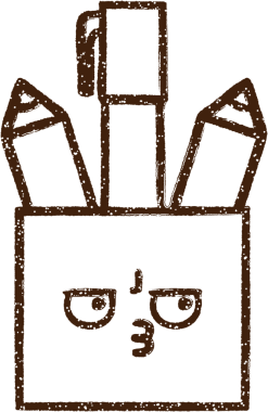 Bir insan tarafından çizilmiş kalem kapları.