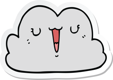 Bir insan tarafından çizilmiş şirin bir karikatür bulutunun çıkartması.