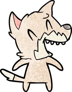 Bir insan tarafından çizilmiş gülen tilki çizgi filmi.