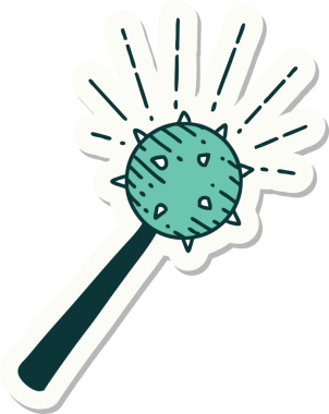 Bir insan tarafından çizilmiş bir dövme stili ortaçağ topuzu.