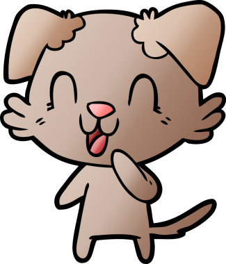 Bir insan tarafından çizilmiş gülen çizgi film köpeği.