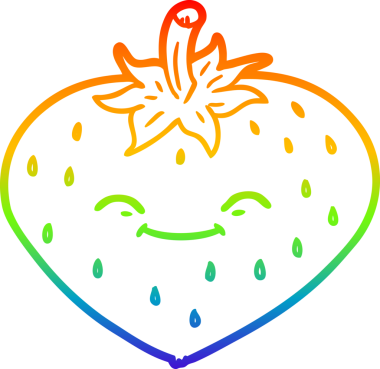 Bir insan tarafından çizilmiş bir çilek karikatürü gradyan çizimi