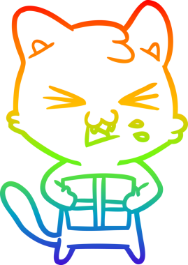 Gökkuşağı gradyan çizgi çizimi Bir insan tarafından çizilmiş bir çizgi kedi tıslama