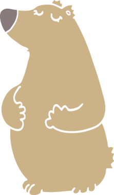 Bir insan tarafından çizilmiş düz renkli çizgi film ayısı