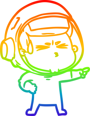 Bir insan tarafından çizilen gökkuşağı gradyan çizimi stresli astronot