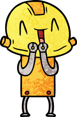 Bir insan tarafından çizilmiş çizgi film robotu