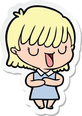 Bir insan tarafından çizilmiş bir karikatür kadının çıkartması.