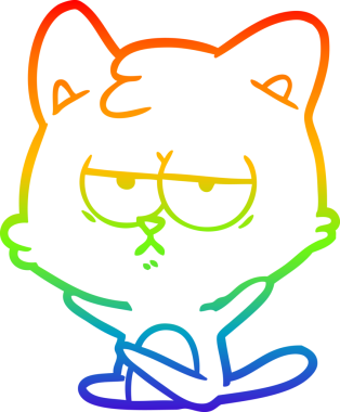 gökkuşağı gradyan çizimi bir insan tarafından çizilmiş sıkılmış çizgi film kedisi