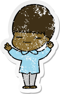 Bir insan tarafından çizilmiş kendini beğenmiş bir çizgi film karakterinin sıkıntılı çıkartması.