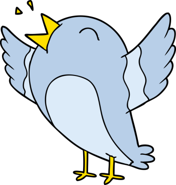 Bir insan tarafından çizilmiş çizgi film kuşu.