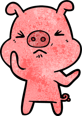 Bir insan tarafından çizilmiş kızgın domuz çizgi filmi.