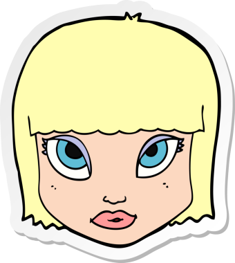 Bir insan tarafından çizilmiş karikatür kadın yüzü çıkartması.