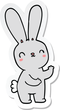 Bir insan tarafından çizilmiş şirin bir tavşanın çıkartması.