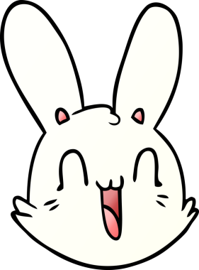 Bir insan tarafından çizilmiş çılgın mutlu tavşan yüzü.