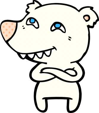 Karikatür kutup ayısı bir insan tarafından çizilmiş dişleri gösteriyor