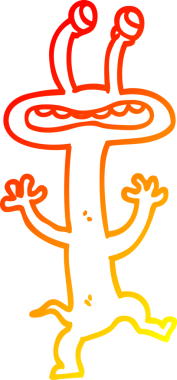 Bir insan tarafından çizilen çizgi film canavarının sıcak çizgi çizimi