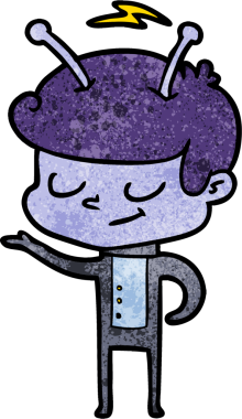 Bir insan tarafından çizilmiş dost canlısı çizgi film uzay adamı.