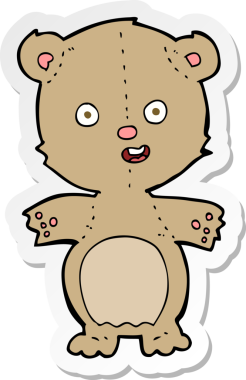 Bir insan tarafından çizilmiş oyuncak ayının çıkartması.