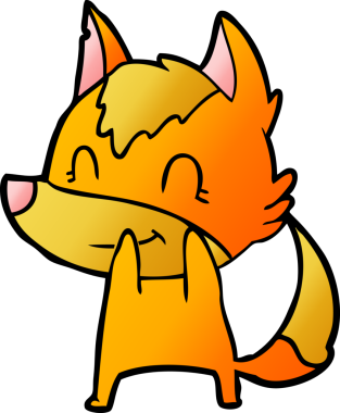 Bir insan tarafından çizilmiş tilki çizgi film karakteri