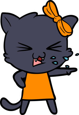 Bir insan tarafından çizilmiş çizgi film kedisi.