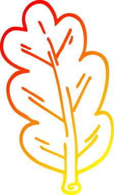 Bir insan tarafından çizilen çizgi film yaprağının sıcak gradyan çizimi