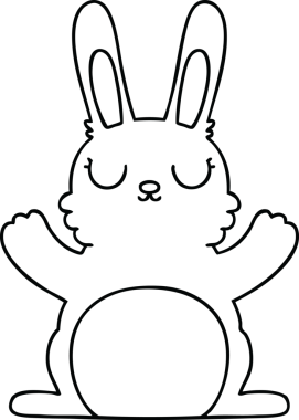 Bir insan tarafından çizilmiş garip çizgi film tavşanı.