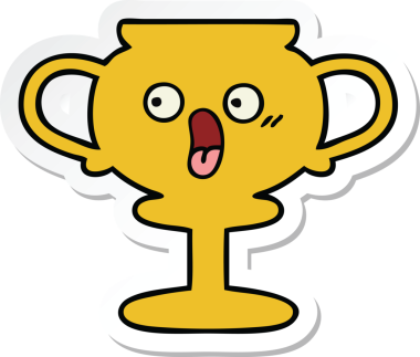 Bir insan tarafından çizilmiş şirin bir karikatür kupasının çıkartması.