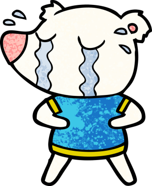 Bir insan tarafından çizilmiş üzgün küçük kutup ayısı çizgi filmi.