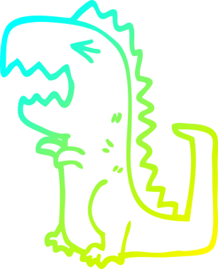 Bir insan tarafından çizilen kükreyen bir çizgi filmin soğuk gradyan çizimi