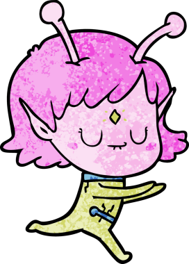 Bir insan tarafından çizilmiş uzaylı kız.